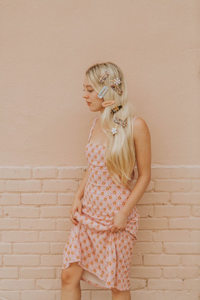 Girl with hair clips in