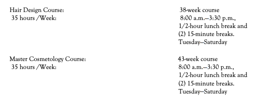 schedule of different programs